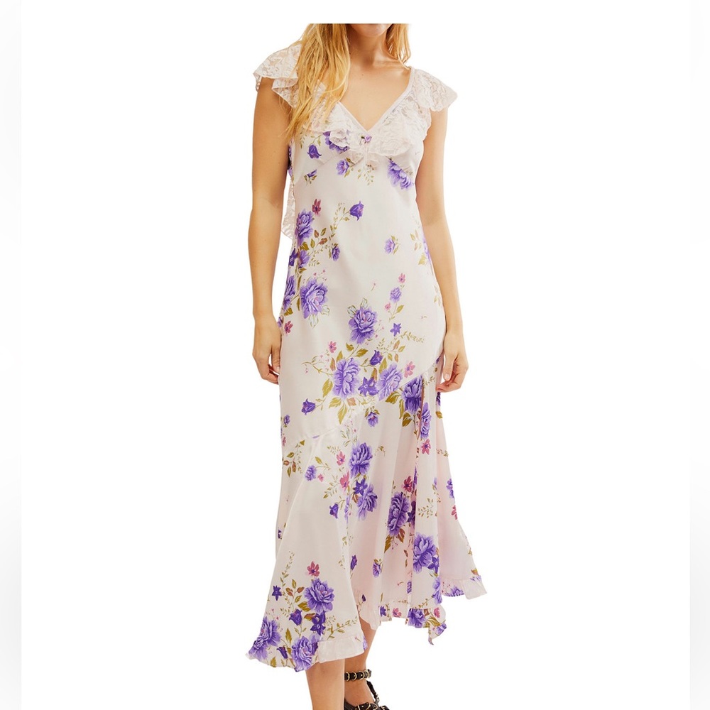 SOLD NWT. Free People - Warm Hearts Midi Dress in Ivory - Picture 6 of 6